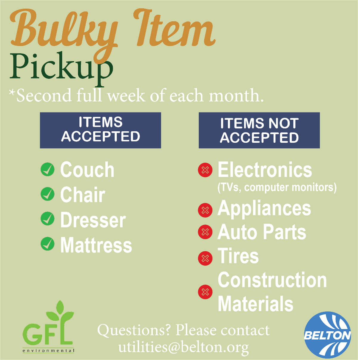 2022 Curbside Bulky Item Pickup City of Belton